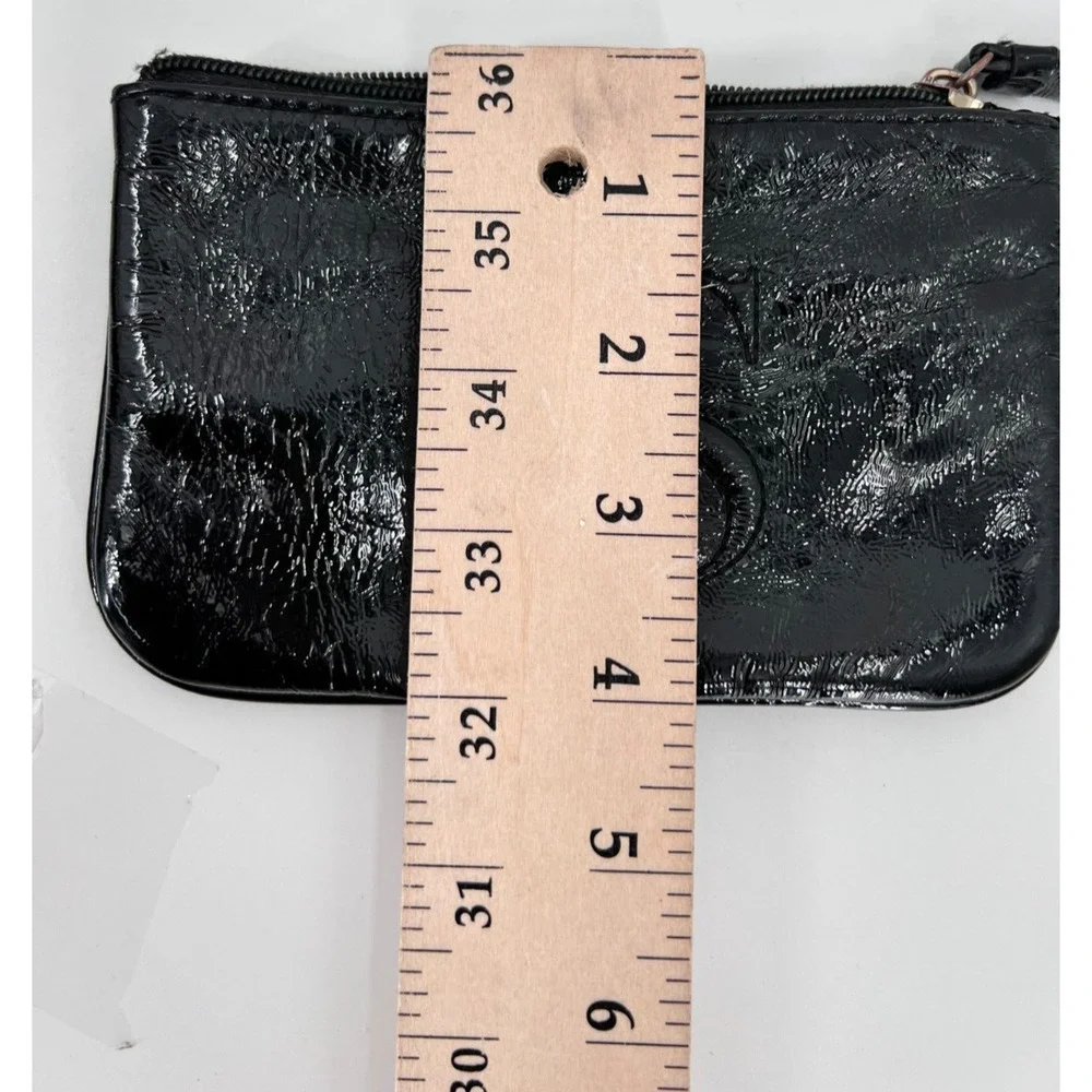 Victoria's Secret Black Faux Patent Leather Wallet Bag Key Holder Coin Purse - Picture 5 of 5